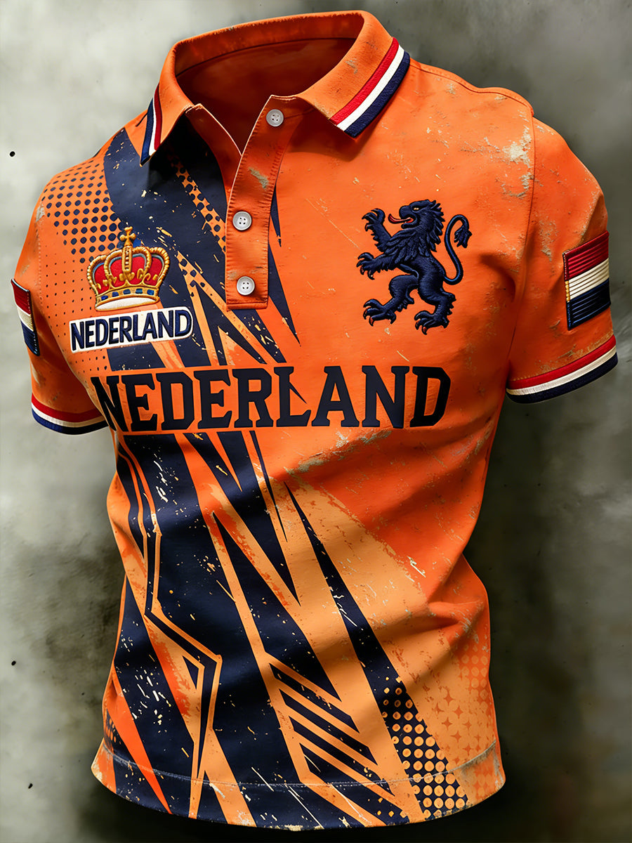 Herenpolo met koningsdagthema en opdruk