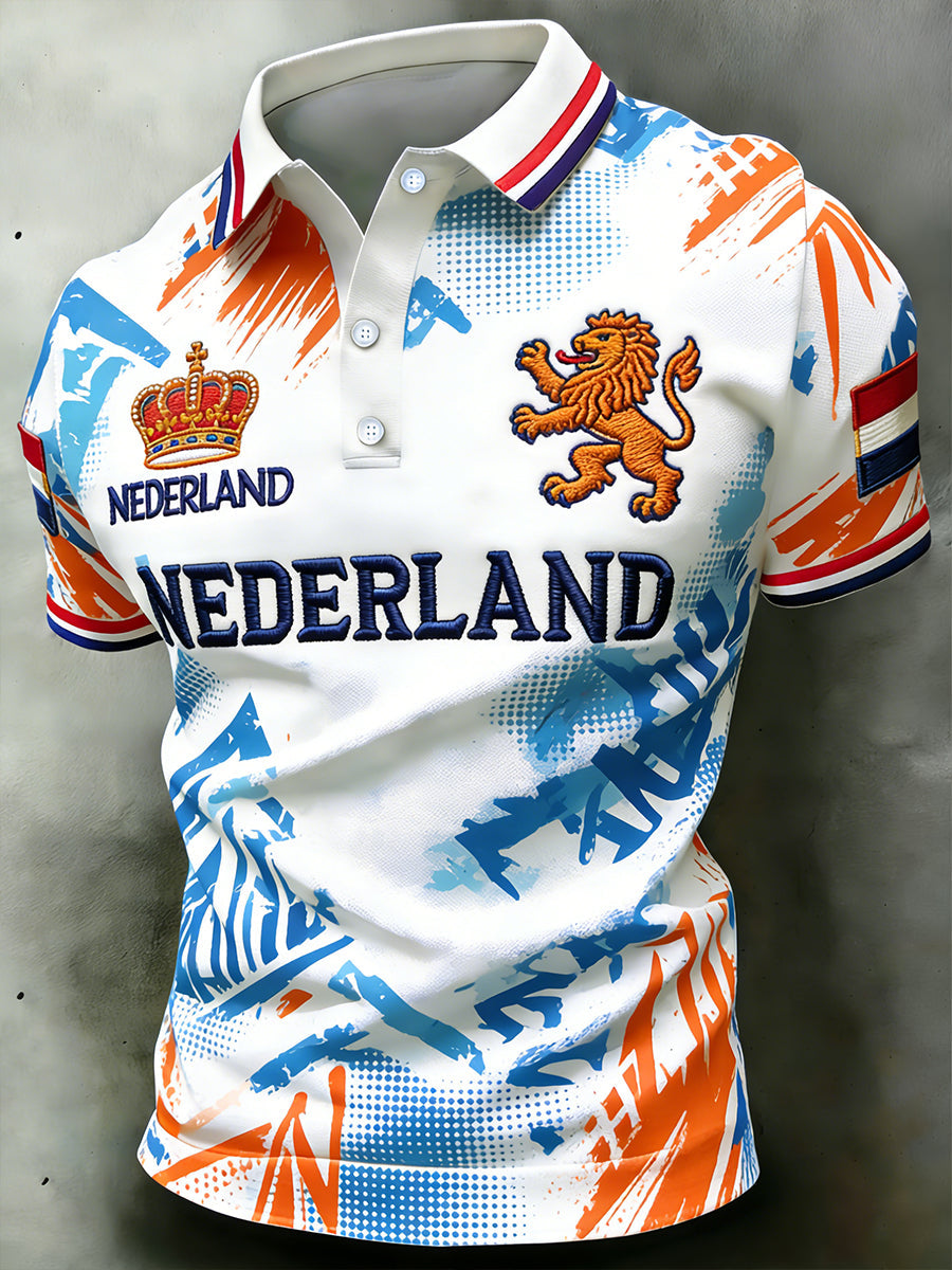 Herenpolo met koningsdagthema en opdruk