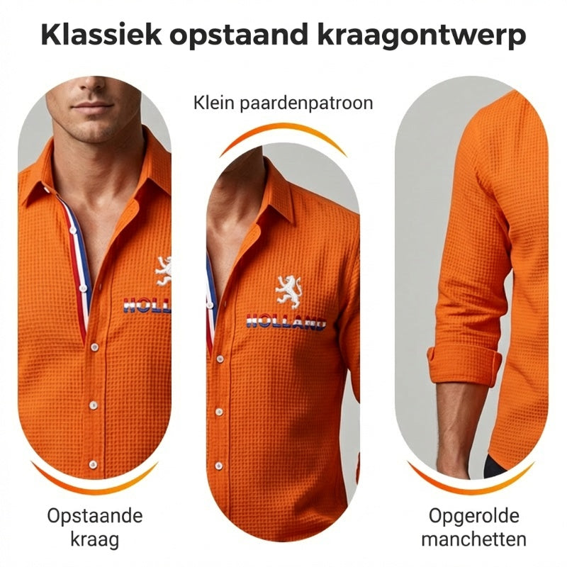 Koningsdag wafelshirt voor heren