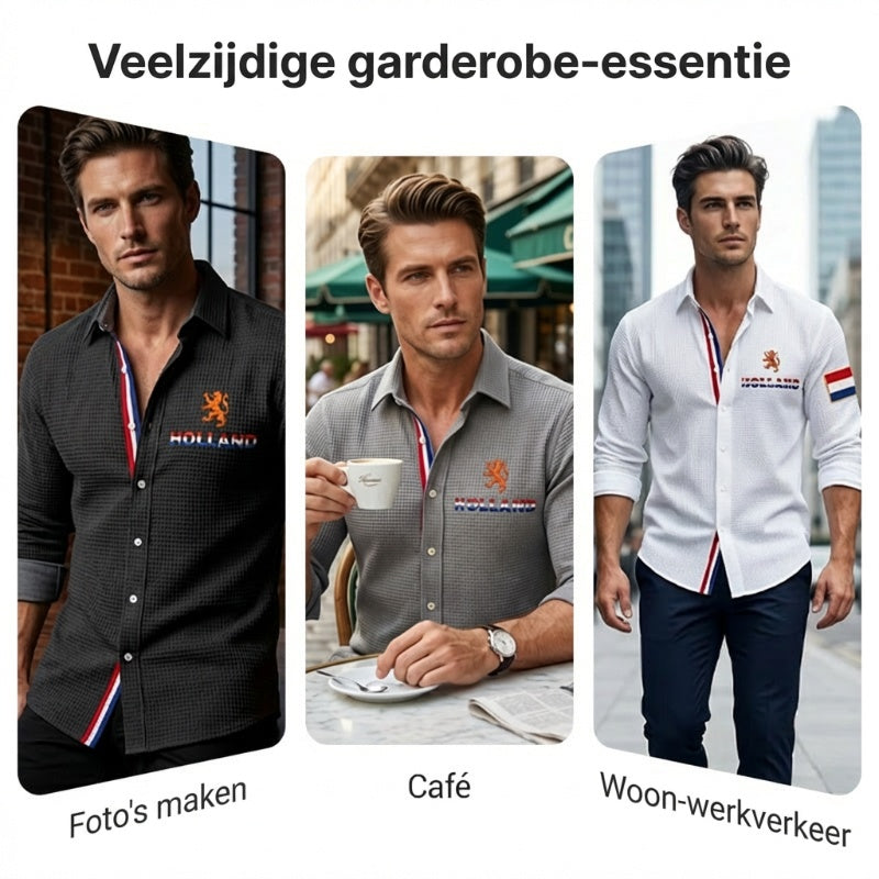 Koningsdag wafelshirt voor heren