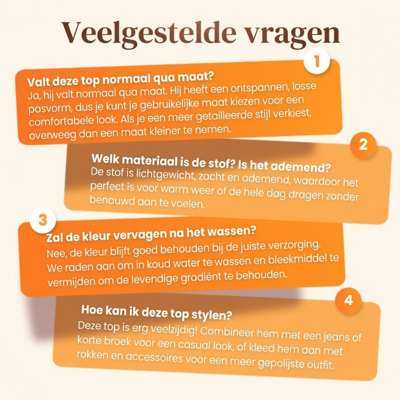 Dames Nederlandse Koningsdag Gradiënt Print Casual V-hals Top