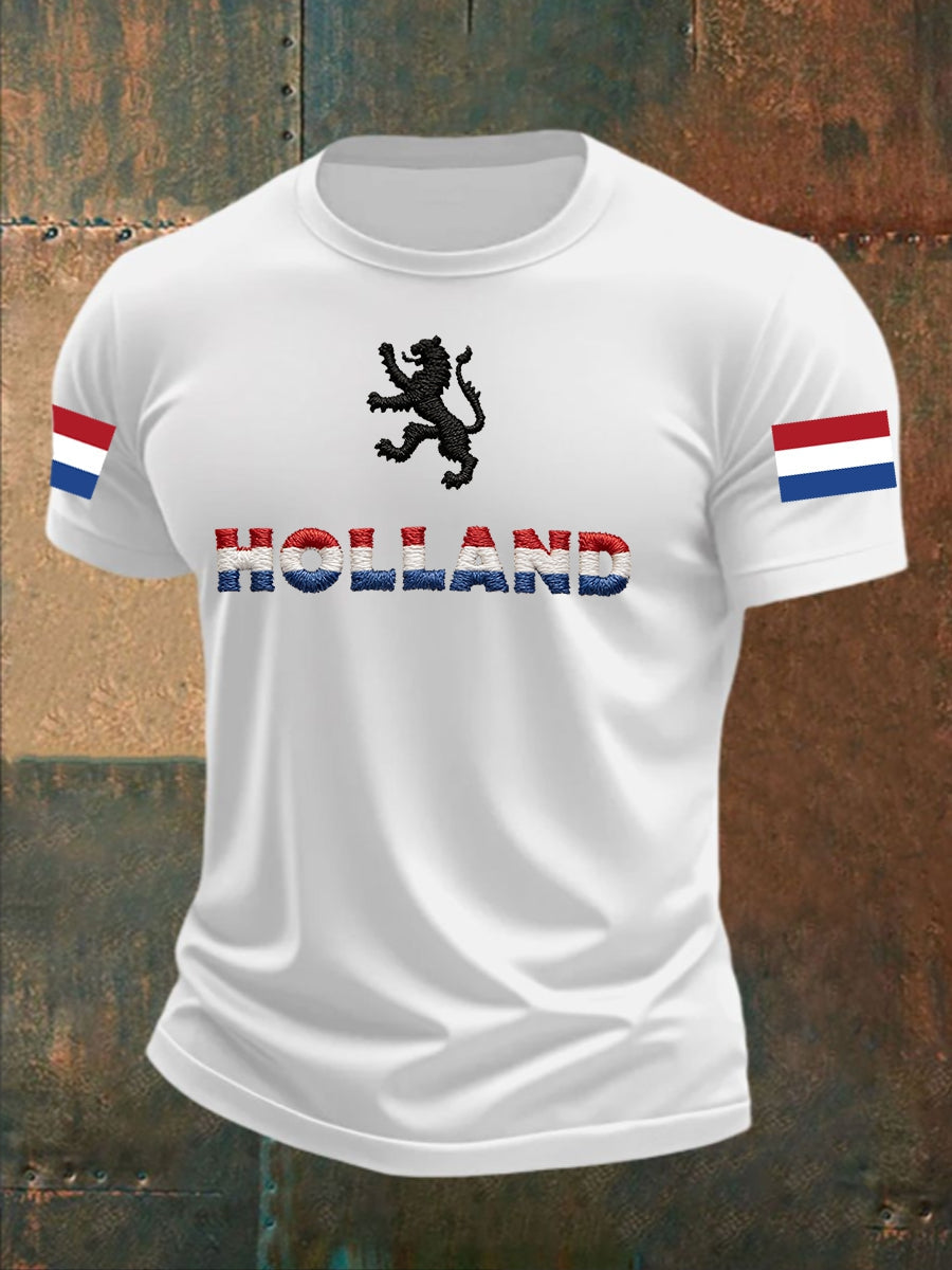 Heren T-shirt voor Koningsdag van katoen met korte mouwen