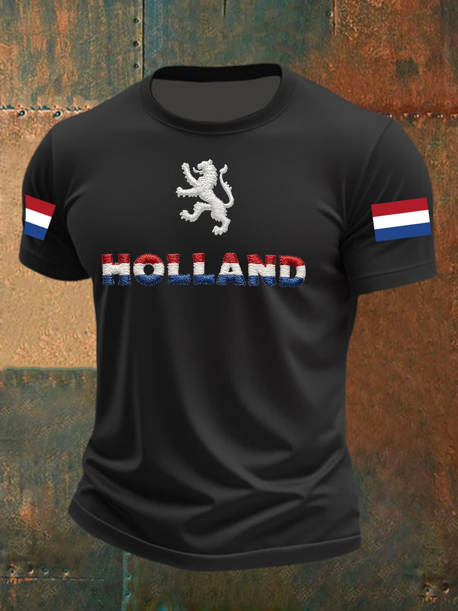 Heren T-shirt voor Koningsdag van katoen met korte mouwen
