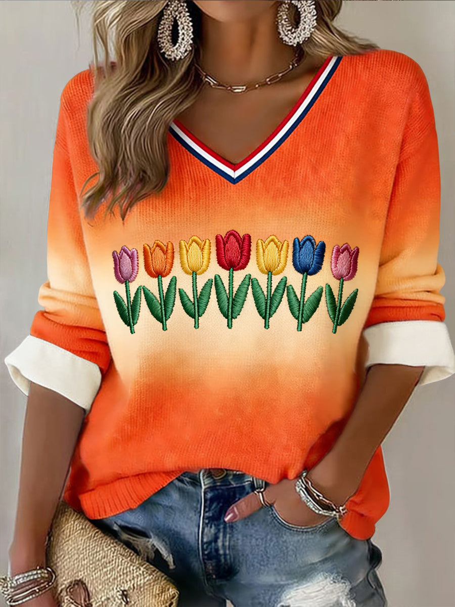 Damesretro Koninginnedag tulpverloop casual top
