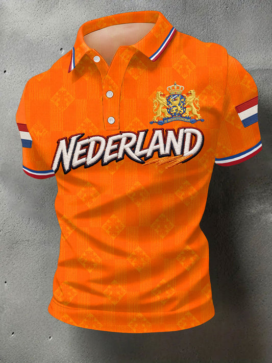 Heren Nederlandse vlag print casual polo